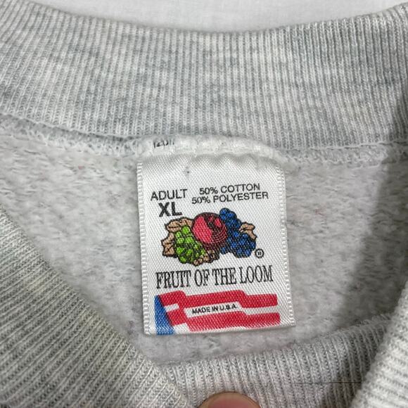 VTG 90s FOL Floral Graphic Sweatshirt size XL Roses USA Cottage Gray - Picture 3 of 9